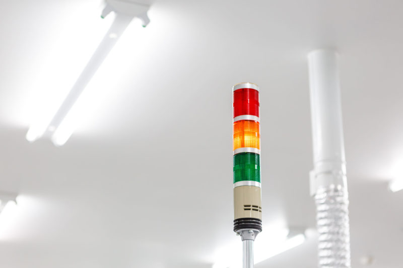 Warning light alarm for machine working